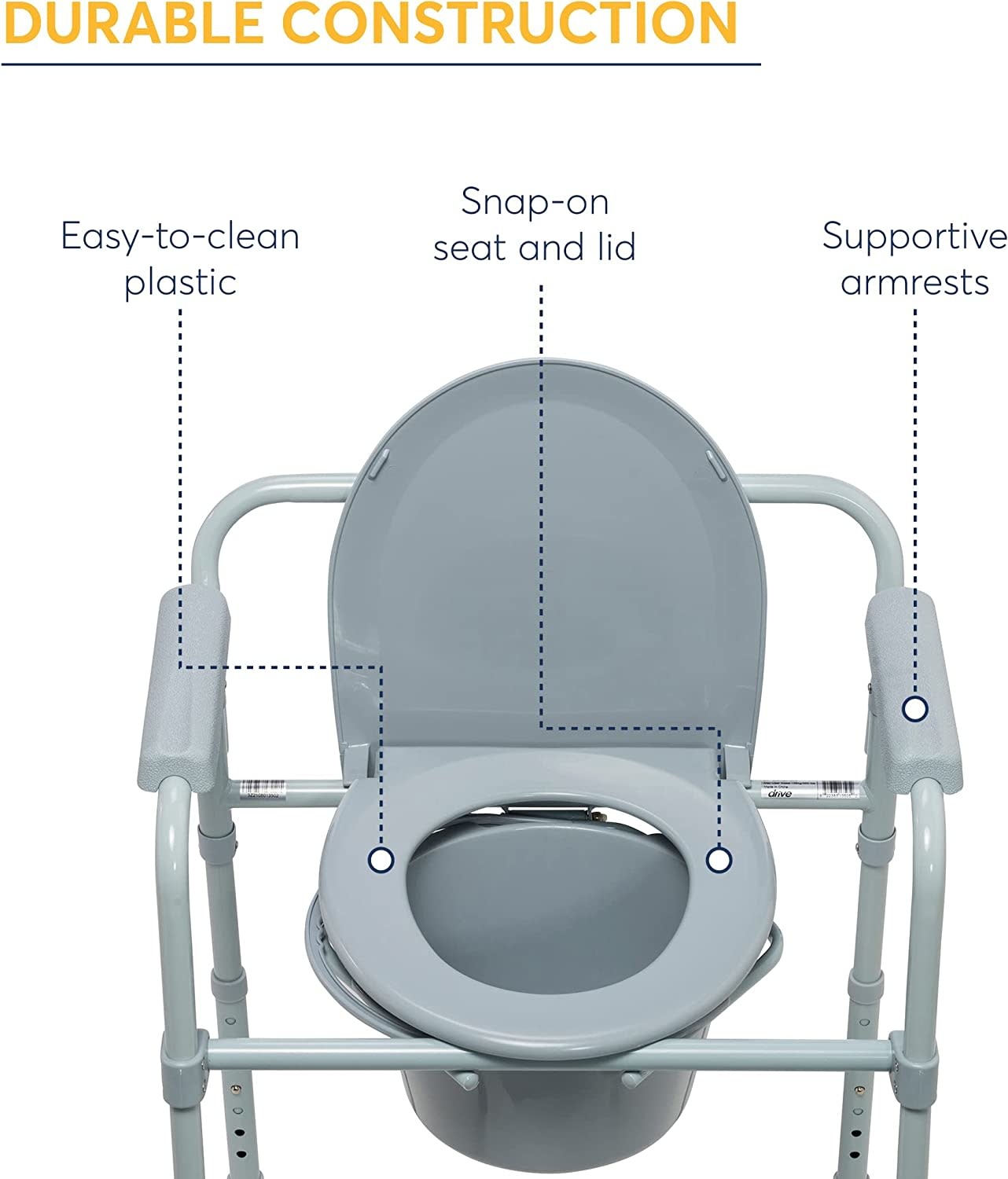 Drive Steel Folding Bedside Seat Commode 350lbs