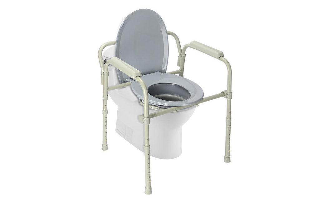 Drive Deluxe All-In-One Welded Steel Stationary Deep Seat Commode 350lbs