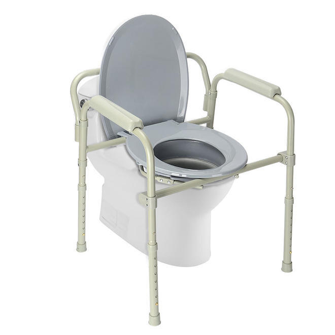 Drive Deluxe All-In-One Welded Steel Stationary Deep Seat Commode 350lbs