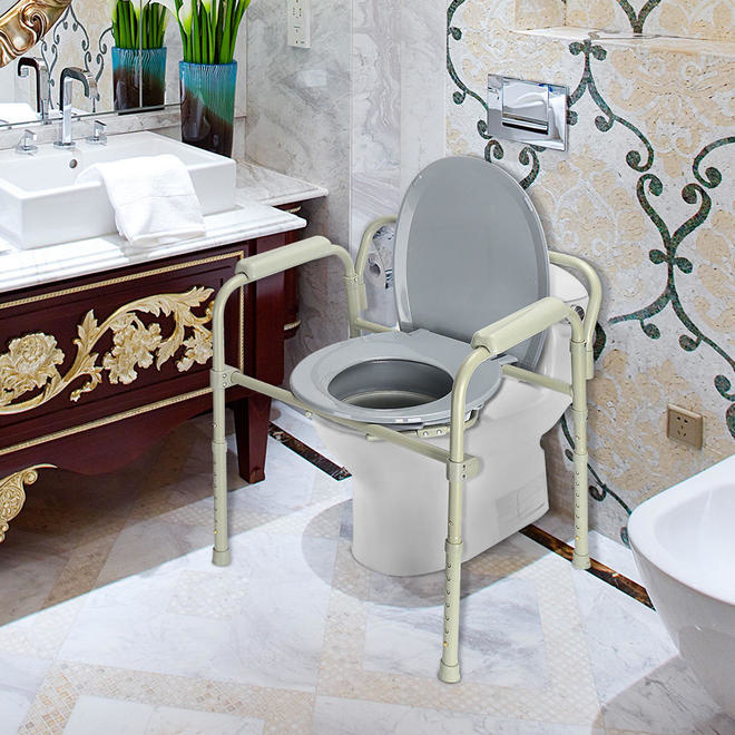 DRV-Drive Medical Drive Deluxe All-In-One Welded Steel Stationary Deep Seat Commode 350lbs