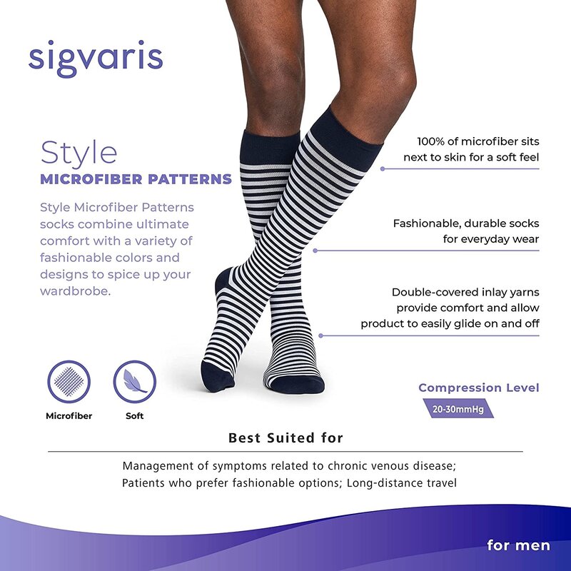 SGV-SIGVARIS Style Microfiber Patterns for Men 20-30mmHg