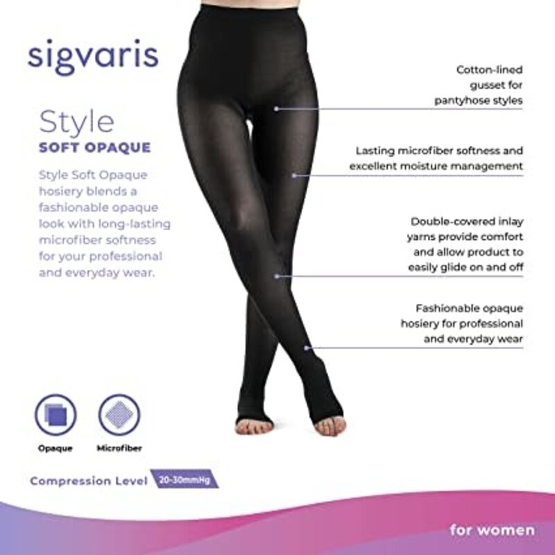 SGV-SIGVARIS Style Soft Opaque for Women Pantyhose 20-30mmHg Open Toe