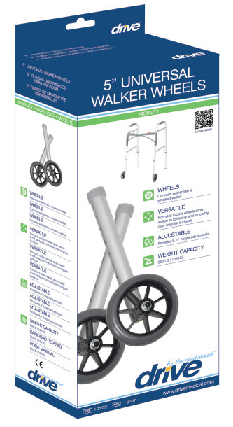 Drive Universal Walker Wheels 350lbs Pair/bx