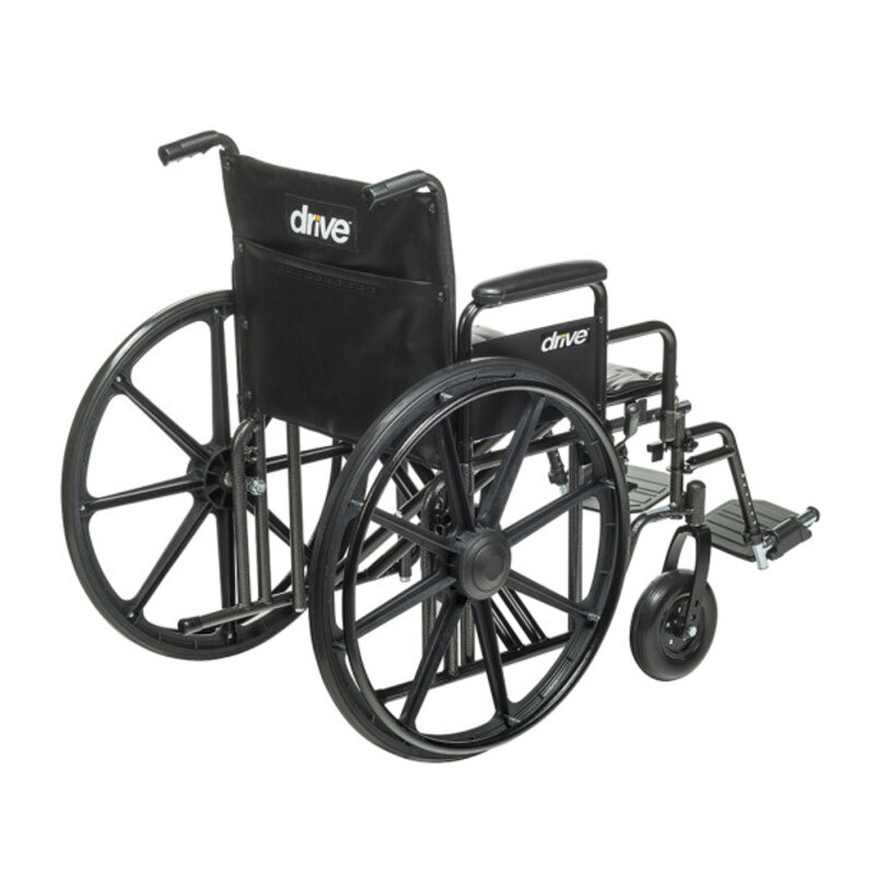 DRV-Drive Medical Drive Sentra EC Heavy Duty Wheelchair Detachable Full Arm (DFA) Foot Plates (SF) 450lbs