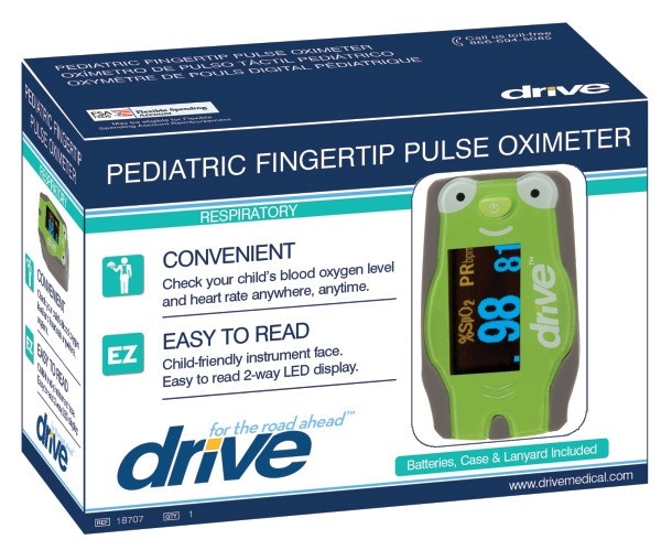 DRV-Drive Medical Pediatric Fingertip Pulse Oximeter Batteries w/Case & Lanyard