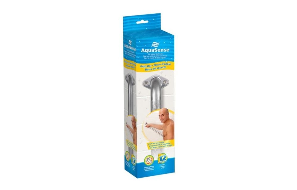AquaSense Knurled Chrome Grab Bar w/Rotating Flange
