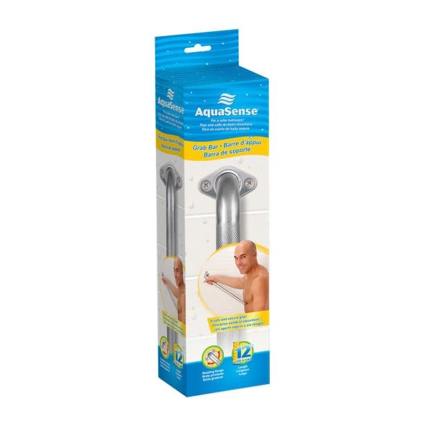 AquaSense Knurled Chrome Grab Bar w/Rotating Flange