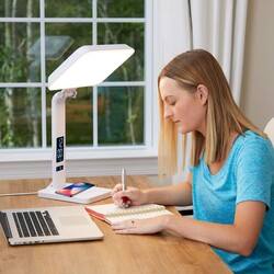THL-Theralite Theralite Aura Qi Light Therapy Sun Lamp - UV Free 10,000 LUX Light Therapy Lamp - Includes Alarm Clock, Phone Charger, USB Port