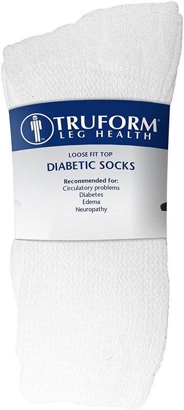 TF-Truform TruForm Diabetic Crew Socks White 3/bg