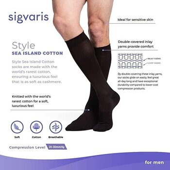 SIGVARIS Style Sea Island Cotton for Men 15-20mmHg Black