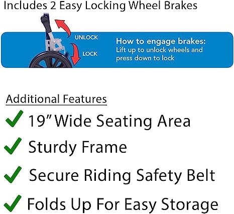 CRX-Carex Carex Classics Steel Frame Transport Chair 300 lbs Weight Capacity Black Upholstery