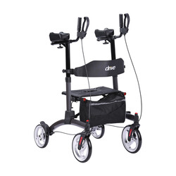 Drive Medical Drive Elevate Upright Walker with Seat Stand up Rollator for 300 lbs