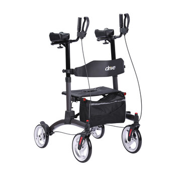 Drive Medical Drive Elevate Upright Walker with Seat Stand up Rollator for 300 lbs