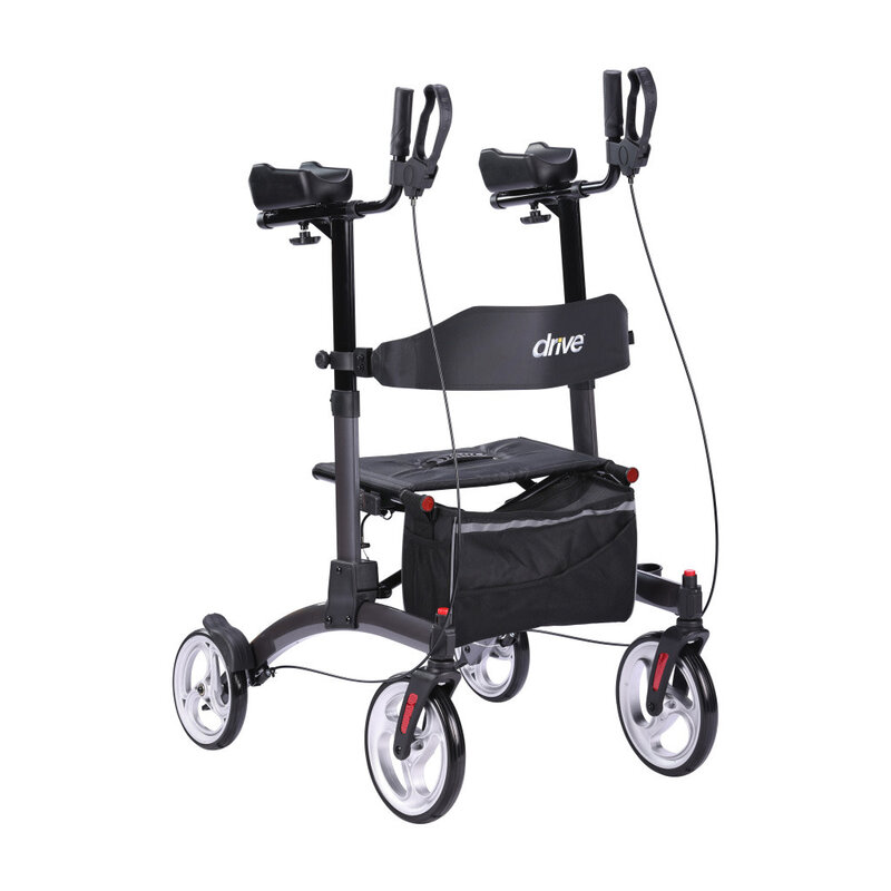 DRV-Drive Medical Drive Elevate Upright Walker with Seat Stand up Rollator for 300 lbs