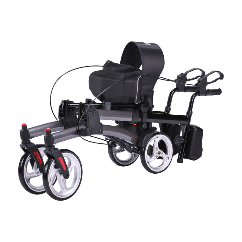 DRV-Drive Medical Drive Elevate Upright Walker with Seat Stand up Rollator for 300 lbs
