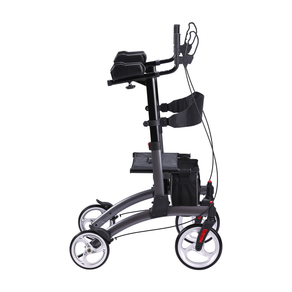 DRV-Drive Medical Drive Elevate Upright Walker with Seat Stand up Rollator for 300 lbs