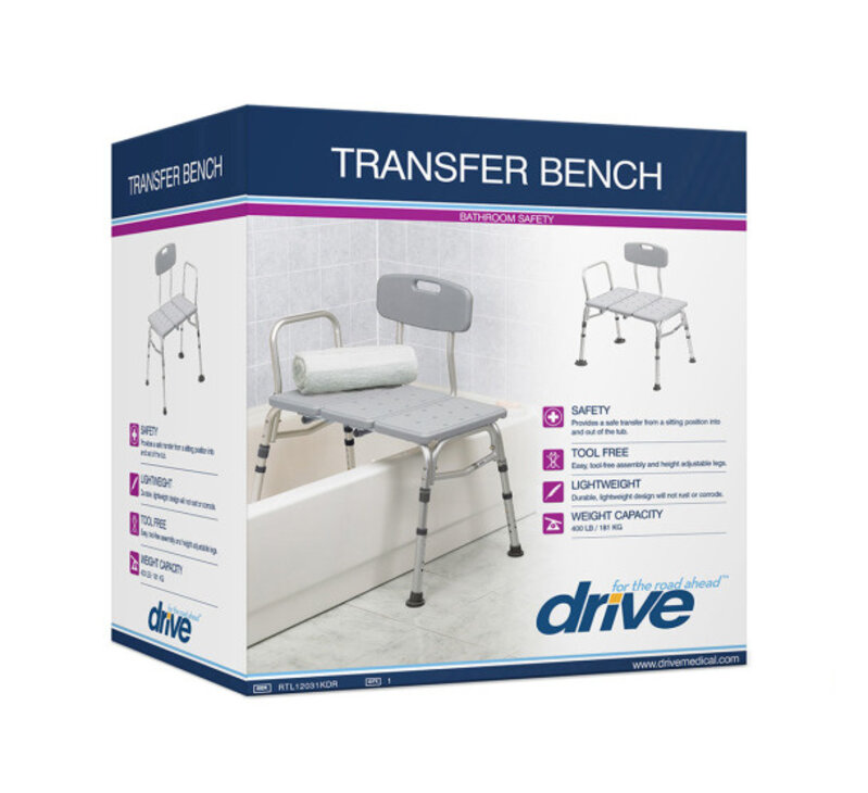 DRV-Drive Medical Three Piece Drive Tub Transfer Bench 400lbs
