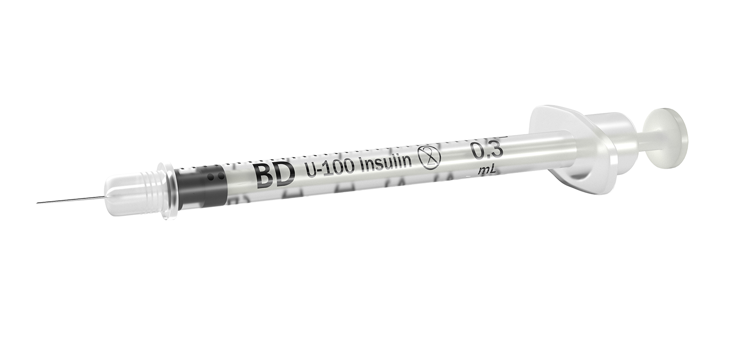 BD-BD Medical BD Insulin Syringe with Ultra-Fine II Needle 31G x 5/16" (8mm) 0.3ml Short Self-Contained for U-100 Insulin Sterile Latex-Free