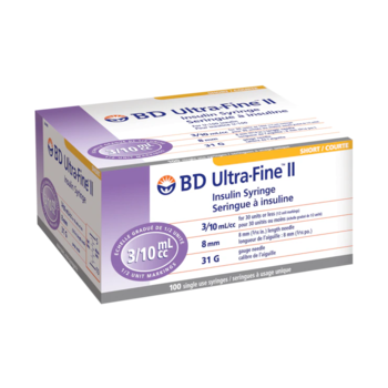 BD Medical BD Ultra-Fine Insulin Syringes 0.3 mL, 31G × 8 mm — 100/Box