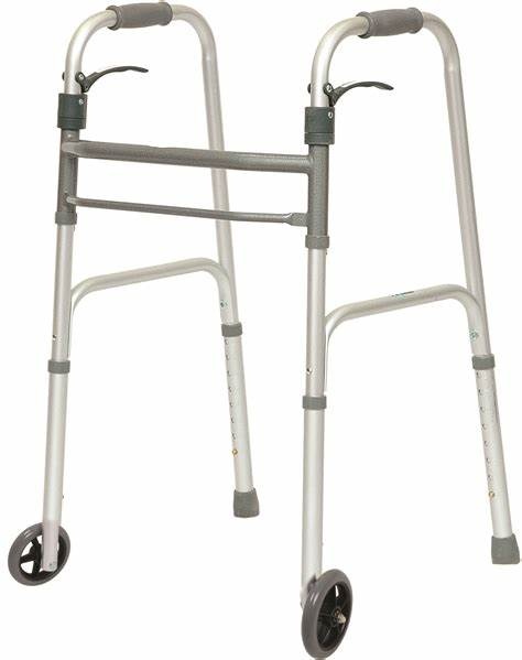 PRB - Probasics ProBasics Sure Lever Release Folding Walker with 5" Wheels Gray