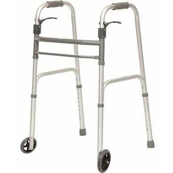 PRB - Probasics ProBasics Sure Lever Release Folding Walker with 5" Wheels Gray