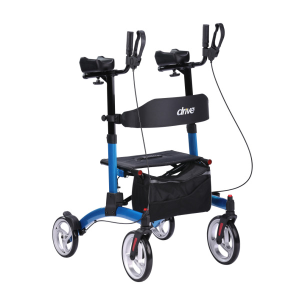 DRV-Drive Medical Drive Elevate Upright Walker with Seat Stand up Rollator for 300 lbs