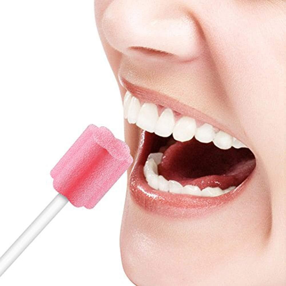ZIZNBA Disposable Toothettes Oral Care Swabs, Sponge Dental Swabsticks Unflavored Sterile for Mouth & Gum Cleaning 100 /bx