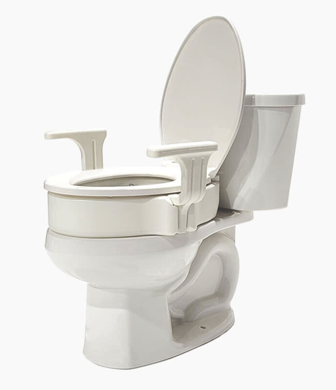 MOBB - MOBB 4” Hinged Raised Toilet Seat Weight Limit 300lbs with New Handles