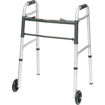 PRB - Probasics Probasics Aluminum Two-Button Release Folding 2 Wheels Walker with 5" Wheels