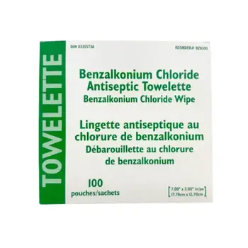 HEP-Healthcare Plus BZK Antiseptic Towelette 0.13% Benzalkonium Chloride 100/bx