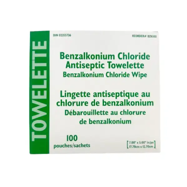 HEP-Healthcare Plus BZK Antiseptic Towelette 0.13% Benzalkonium Chloride 100/bx