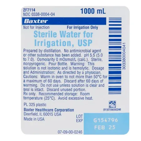 BX-Baxter Sterile Water For Irrigation Pour Bottle