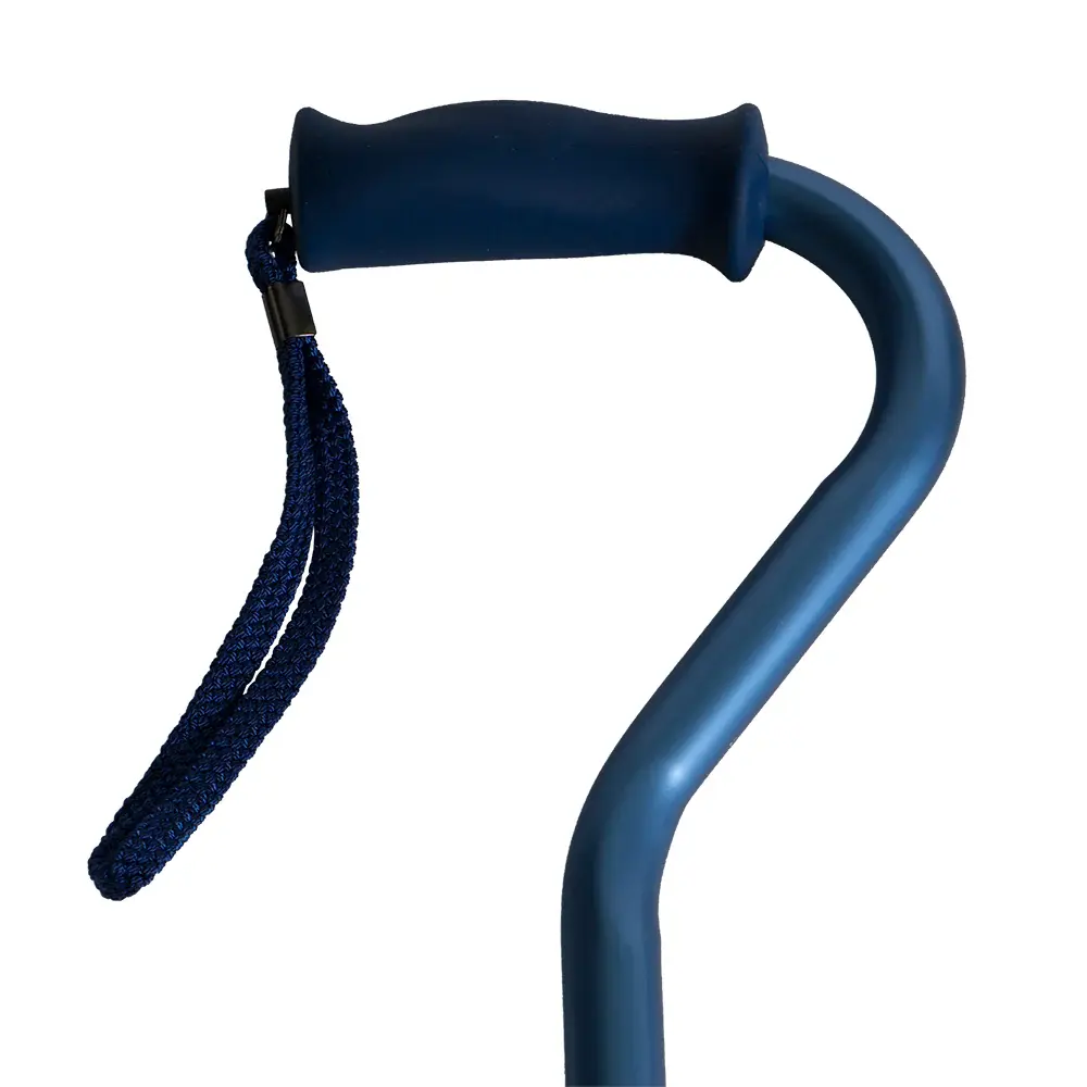 PCP-PCP Medical PCP Soft Silicone Handle Offset Adjustable Cane Metallic Blue