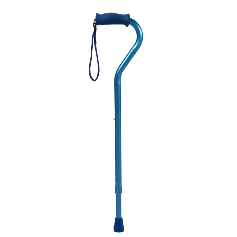 PCP-PCP Medical PCP Soft Silicone Handle Offset Adjustable Cane Metallic Blue