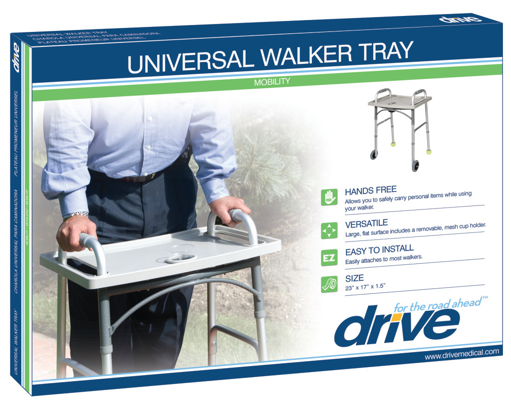 DRV-Drive Medical Walker Tray Universal with Cup Holder