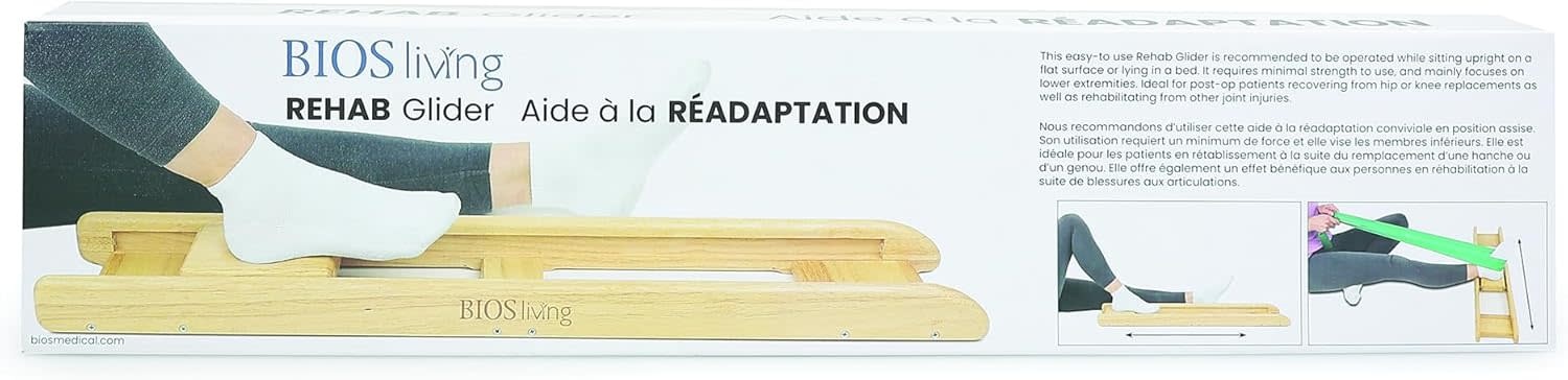 BOS-BIOS BIOS Living Rehab Glider for Knees and Hips Recovery After Surgery Sports Injury Made of Oak Lightweight Easy to Store Increases Blood Flow Range of Motion