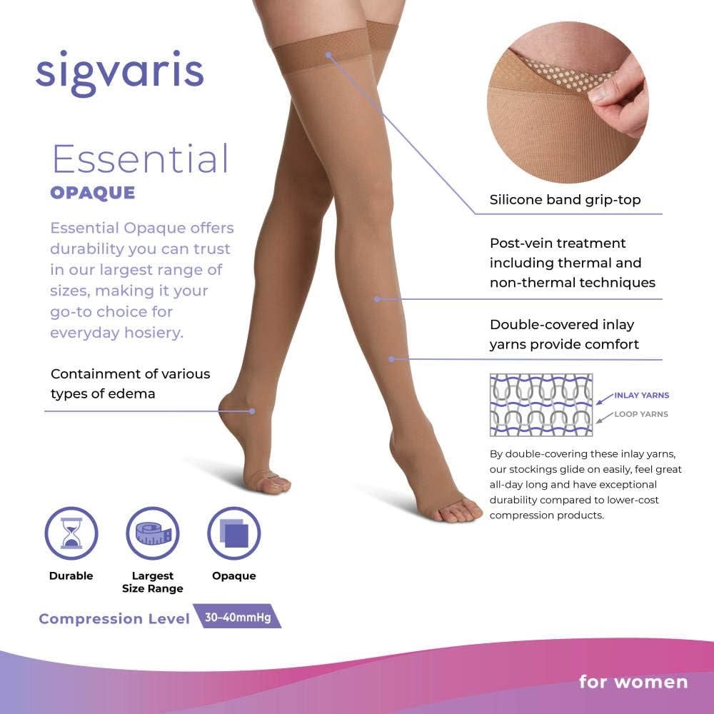 SGV-SIGVARIS Essential Opaque Thigh High 30-40mmHg Open Toe