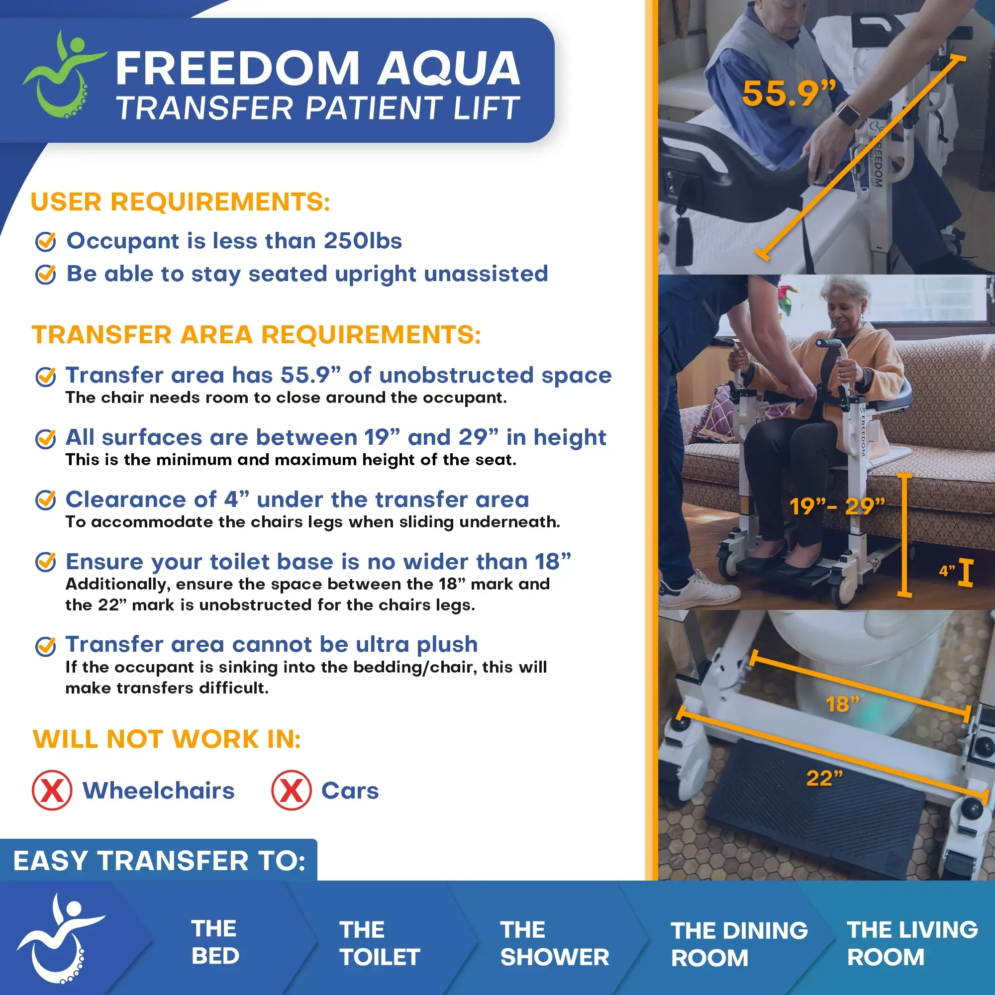 FTL-Freedom  Transfer Lift Freedom Aqua Patient Transfer Lift