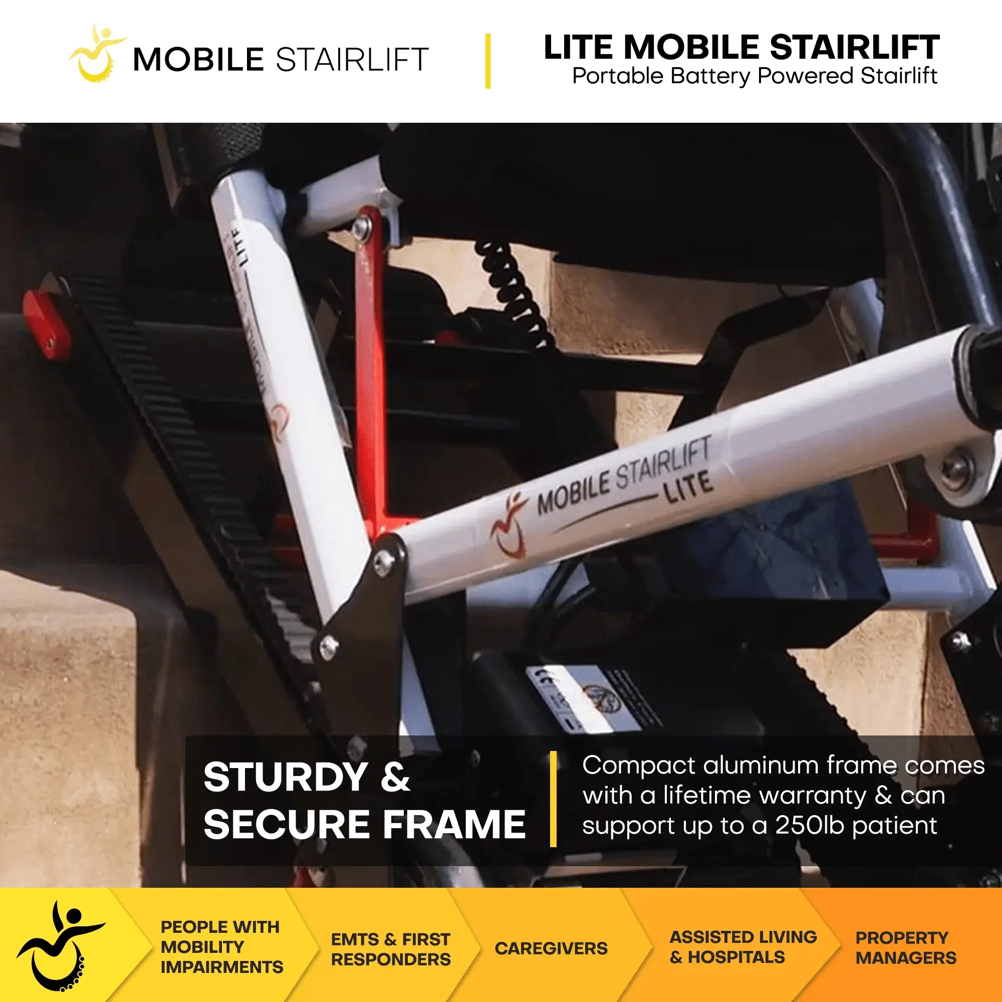 Mobile Stairlift LITE Mobile Stairlift Battery Powered & Portable Stair Wheelchair