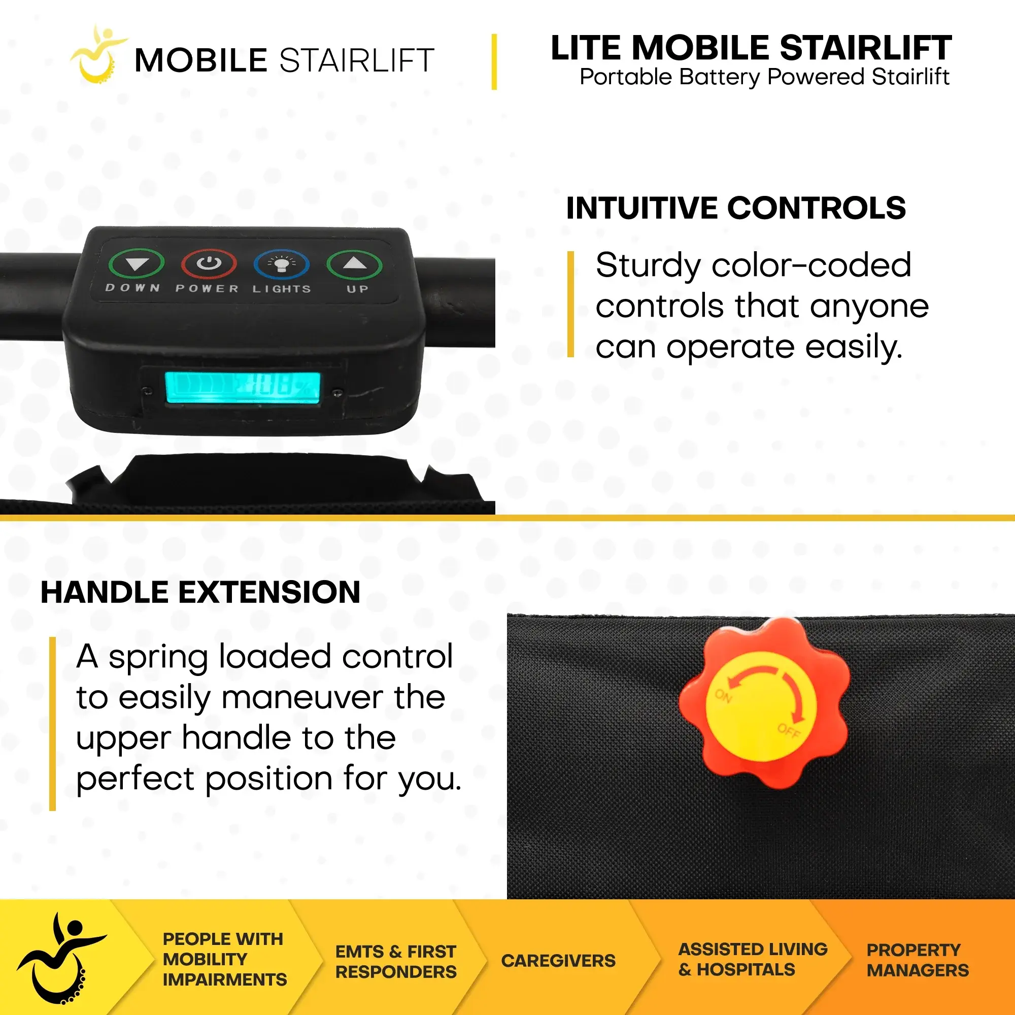 Mobile Stairlift LITE Mobile Stairlift Battery Powered & Portable Stair Wheelchair