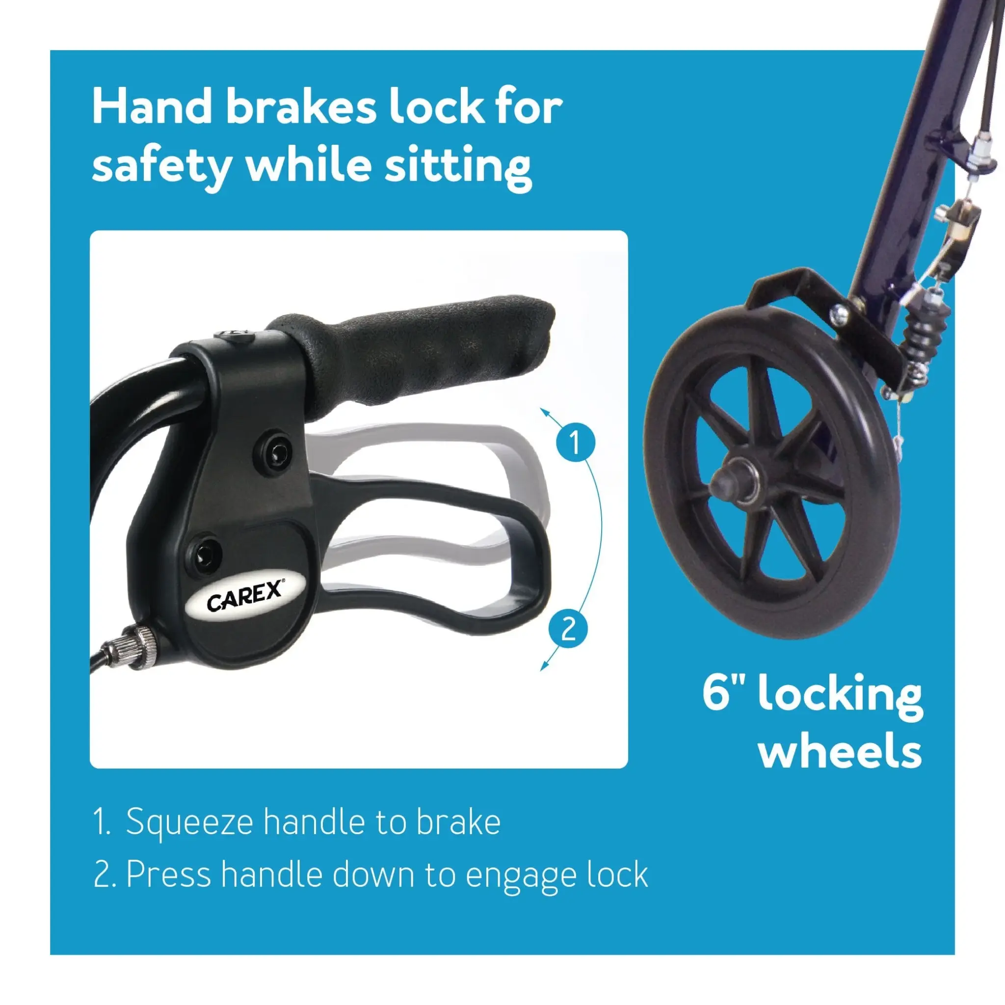 CRX-Carex Carex Steel Rolling Walker 6" wheels 350 lb Weight Capacity