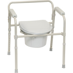 PRB - Probasics Probasics Folding 3-in-1 Stationary Commode with Plastic Armrests