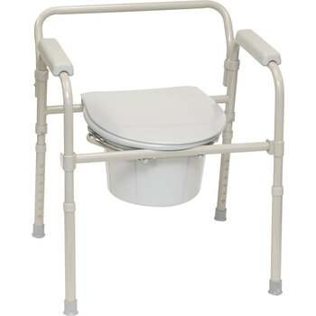 PRB - Probasics Probasics Folding 3-in-1 Stationary Commode with Plastic Armrests