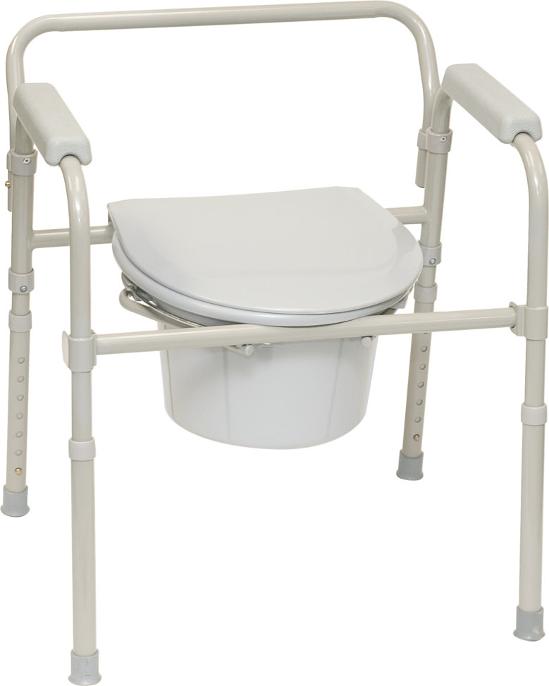 PRB - Probasics Probasics Folding 3-in-1 Stationary Commode with Plastic Armrests