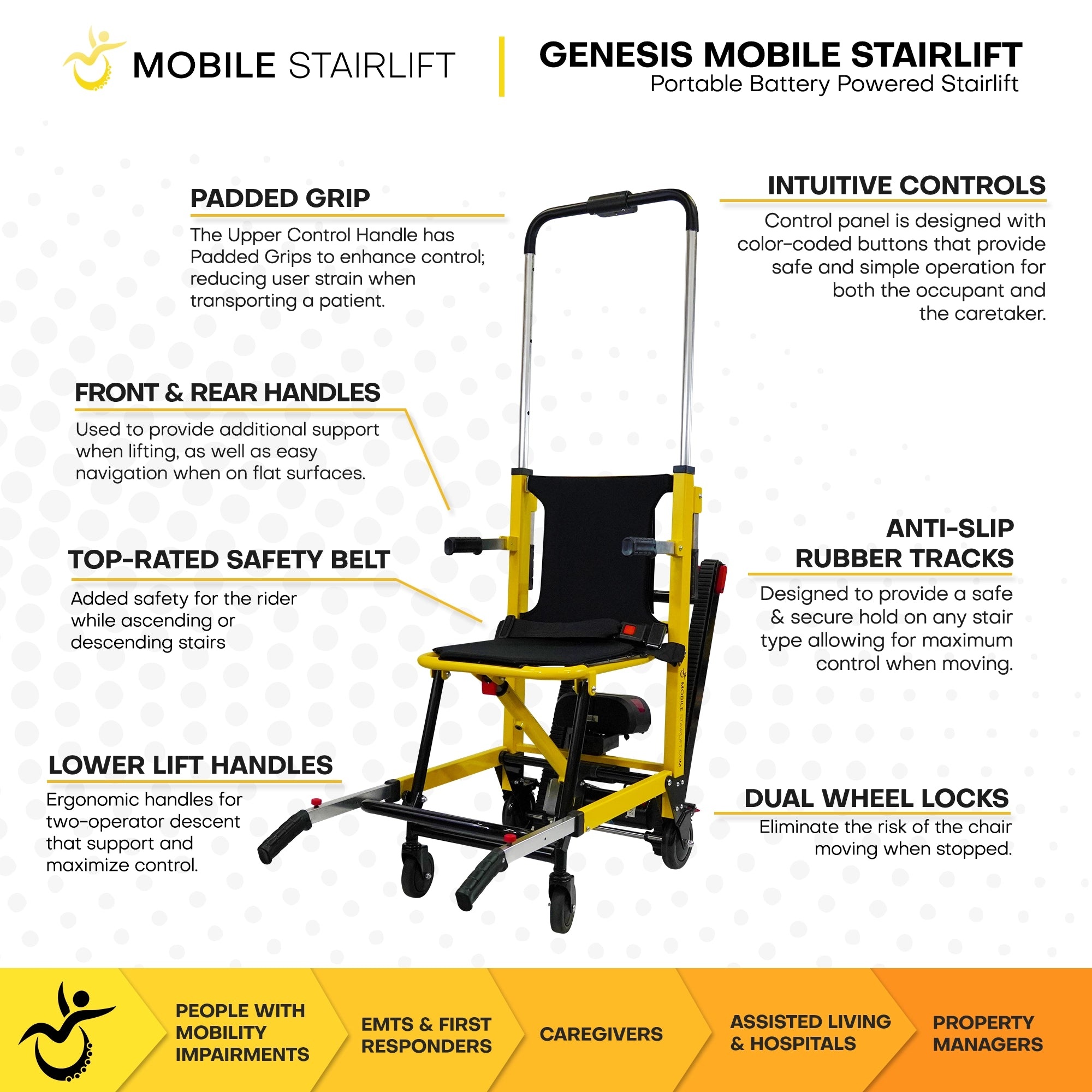 Mobile Stairlift Genesis Mobile Stairlift Battery Powered & Portable Stair Wheelchair