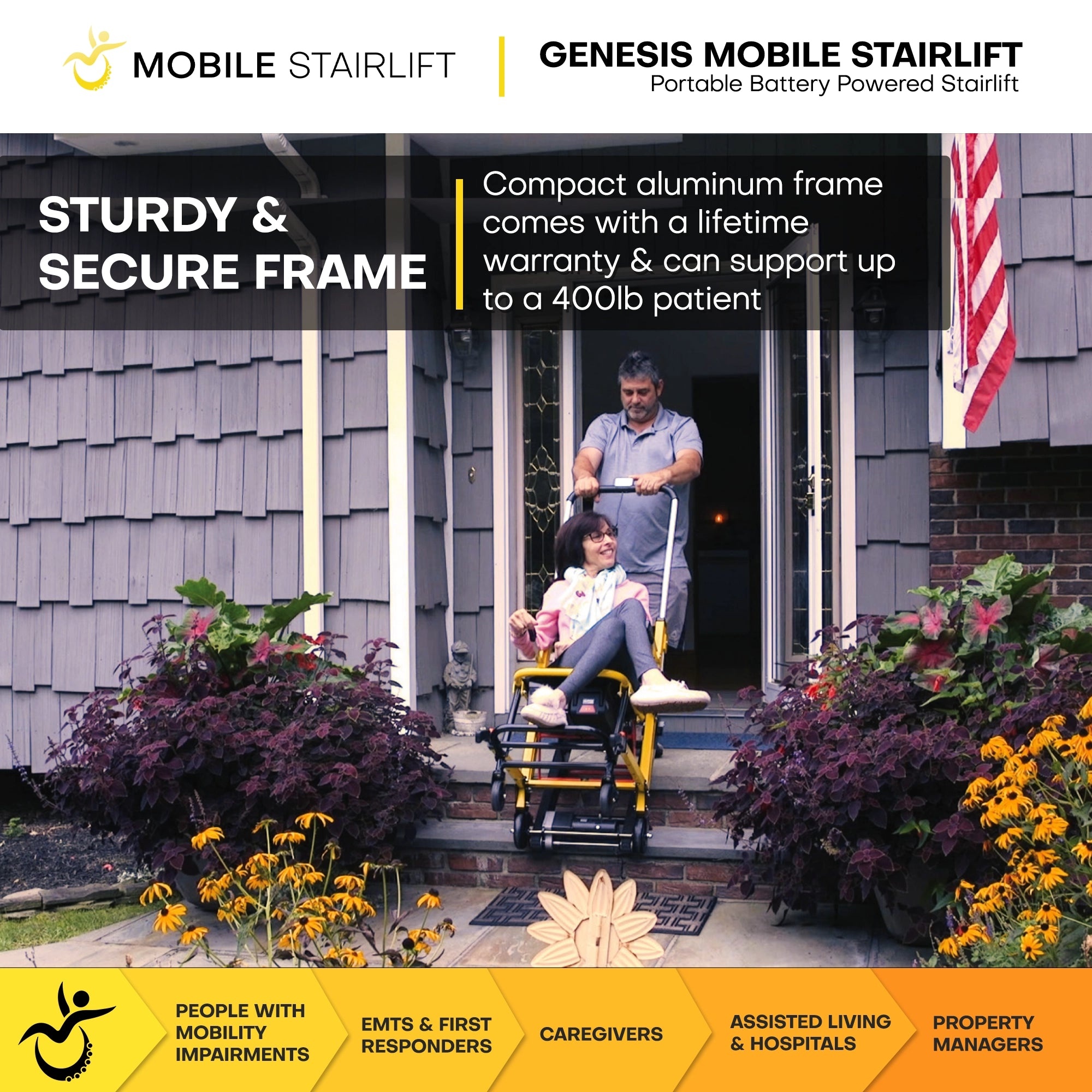 Mobile Stairlift Genesis Mobile Stairlift Battery Powered & Portable Stair Wheelchair
