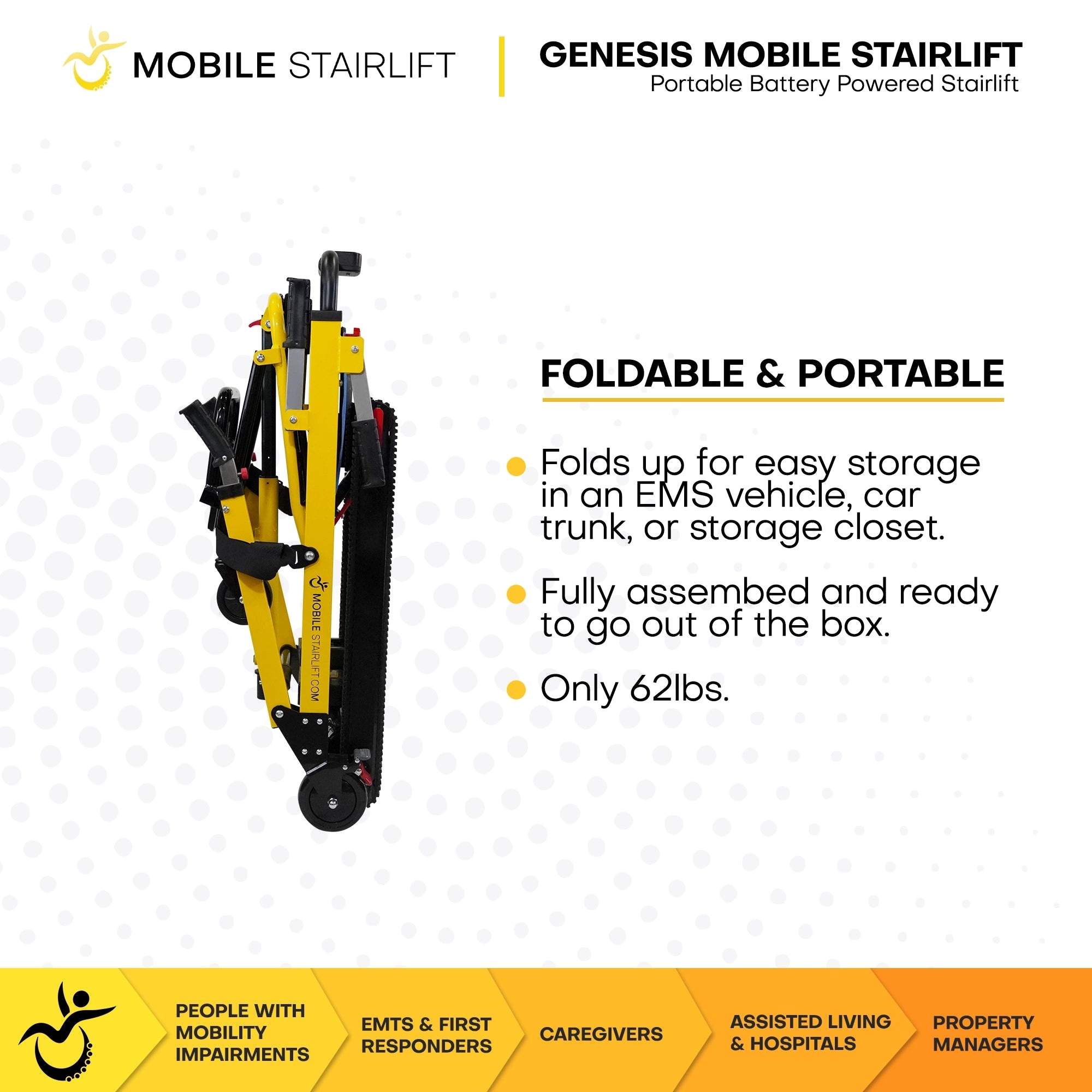 Mobile Stairlift Genesis Mobile Stairlift Battery Powered & Portable Stair Wheelchair