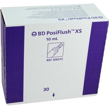 BD Medical BDPosiflush Xs 10ml Normal Saline Flush Syringe Complete Sterile Syringe and Pathway 30/Bx