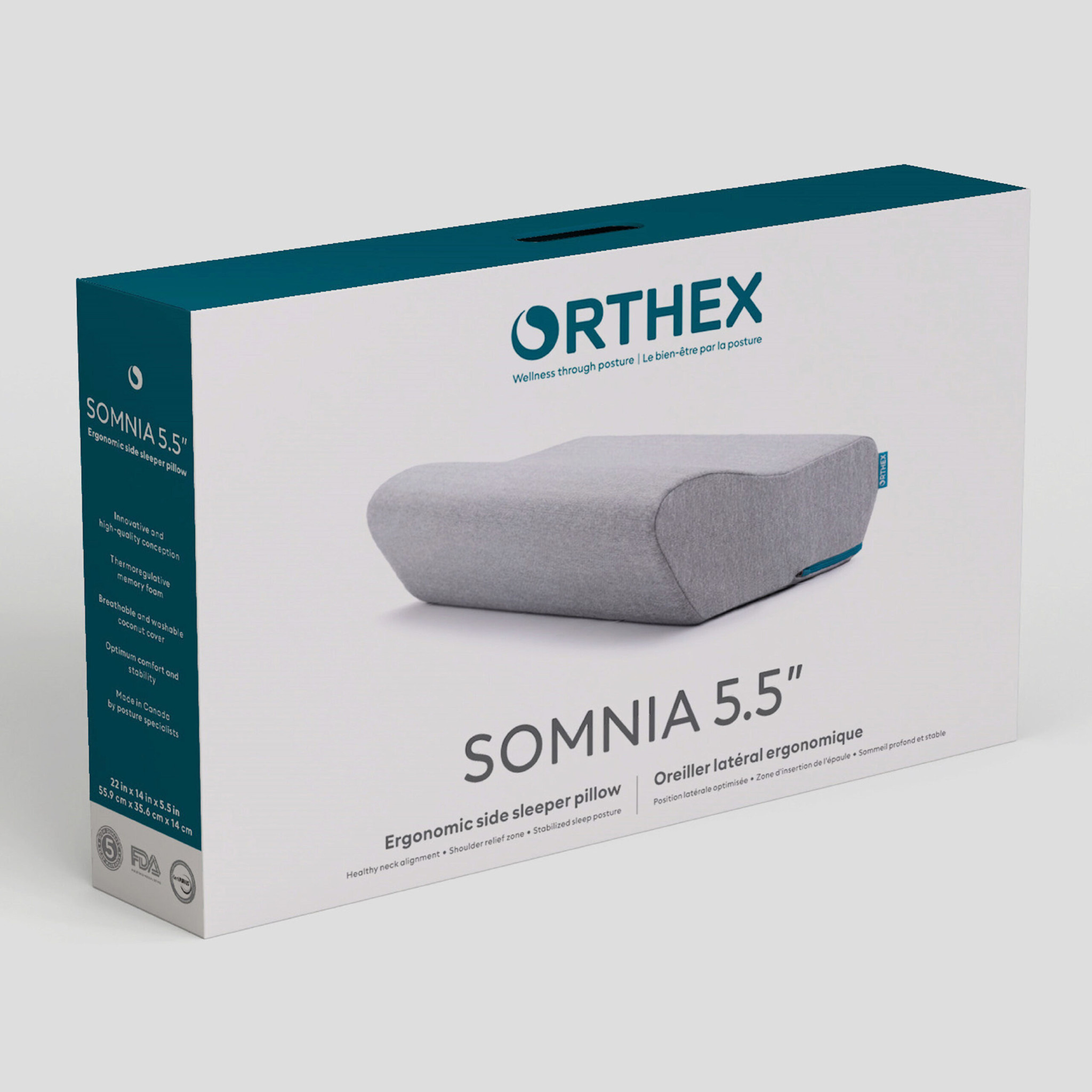 Orthex Orthex Somnia 5.5'' Side Sleeper Posture Pillow Gel Memory Foam 22’’x 14’’ x 5.5’’
