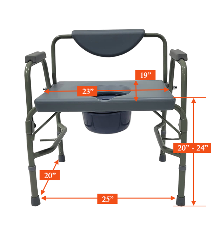 MOBB - MOBB Heavy Duty Steel Commode 500lbs with Padded arms
